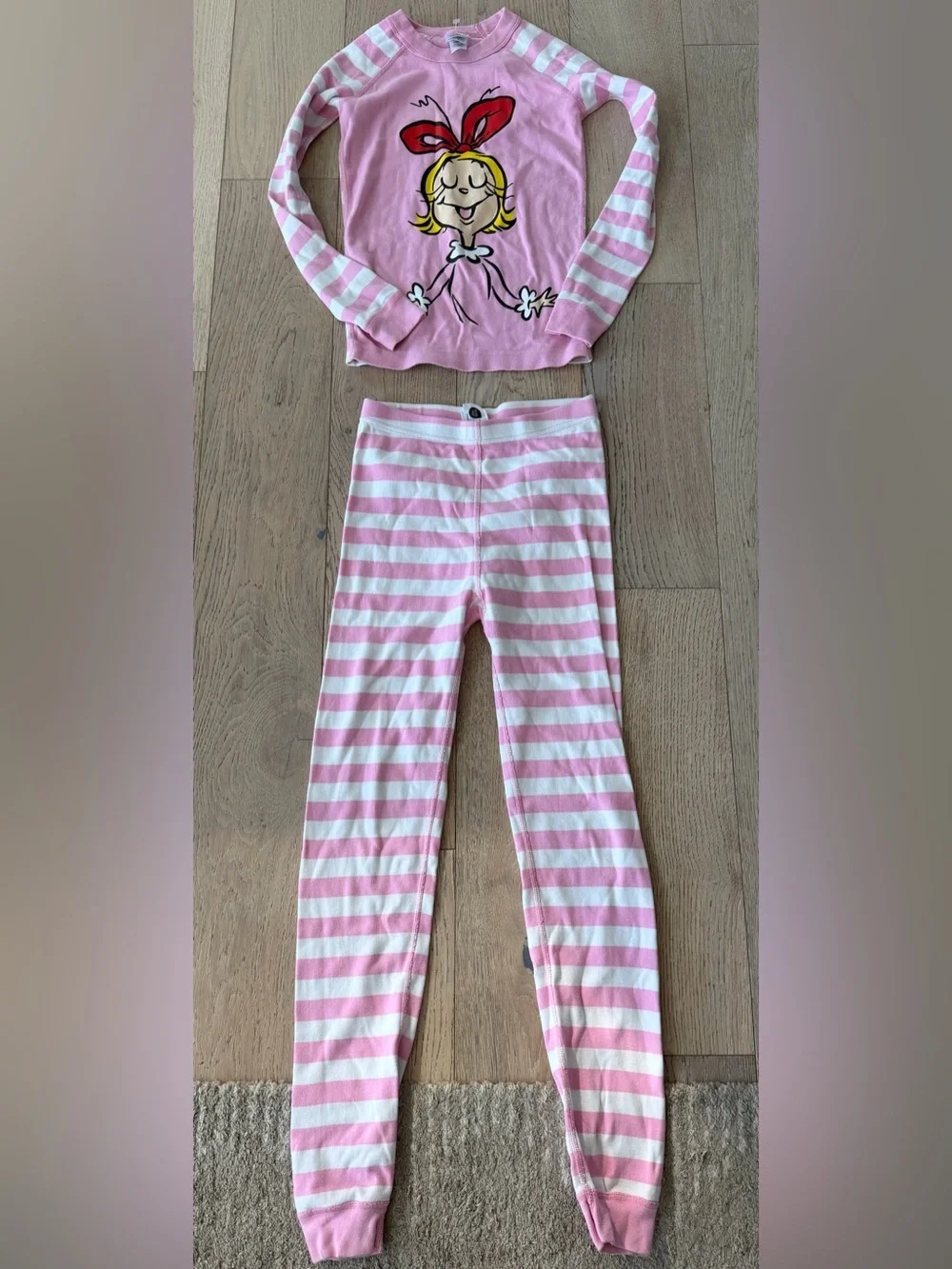 Hanna Andersson Girls The Grinch Pajama Set Pink Striped Size 12